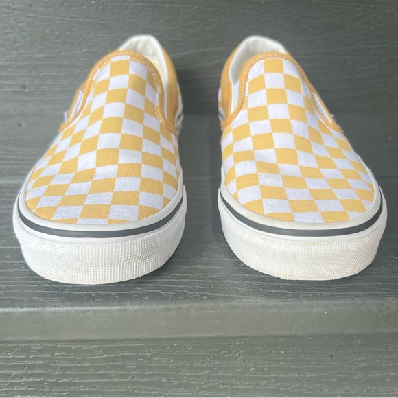 VANS YELLOW CHECKERBOARD SLIP ON SNEAKERS SIZE WOMAN 7 MEN 5.5 - Picture 3 of 10
